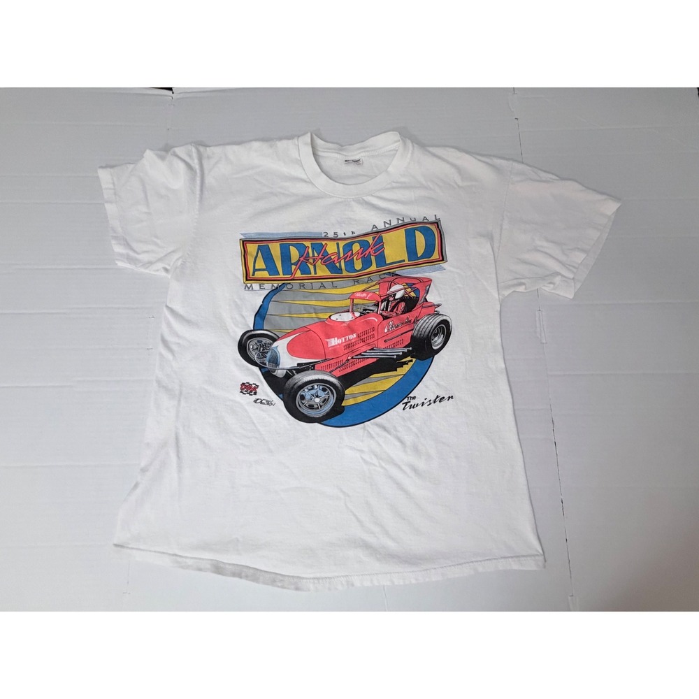Vintage Stedman Hank Arnold Memorial Race T-Shirt White XL The Twister USA Made